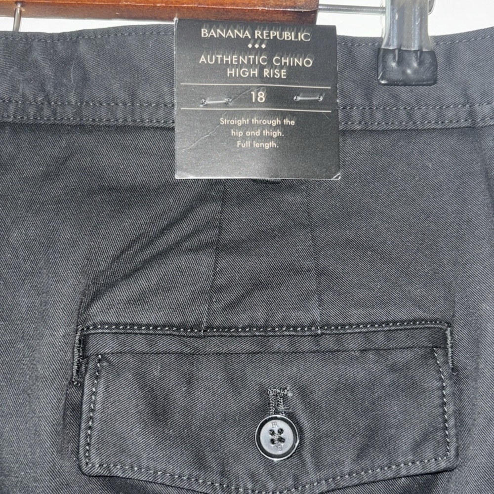 NEW Banana Republic High Rise Authentic Chino Black Straight Leg Size 18 - Picture 4 of 8